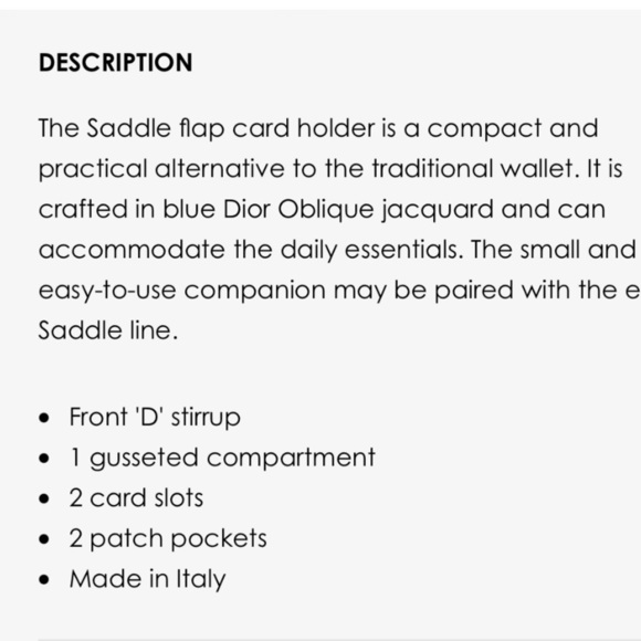 NEW NWT DIOR Oblique Saddle Flap Card Holder Blue - Picture 4 of 5